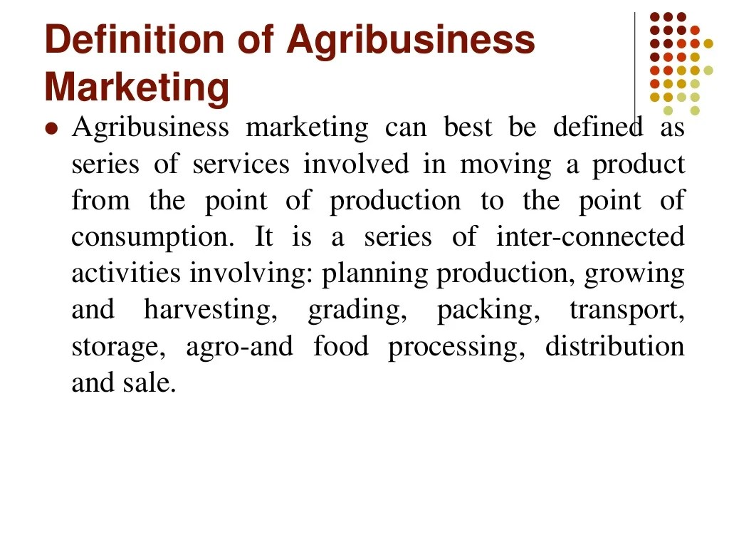 Agribusiness marketing